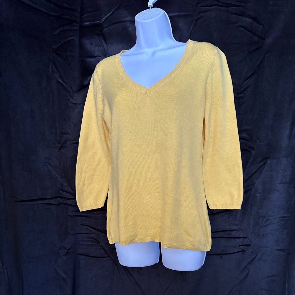 Ann Taylor, Loft bright yellow v-neck knit sweater, size M